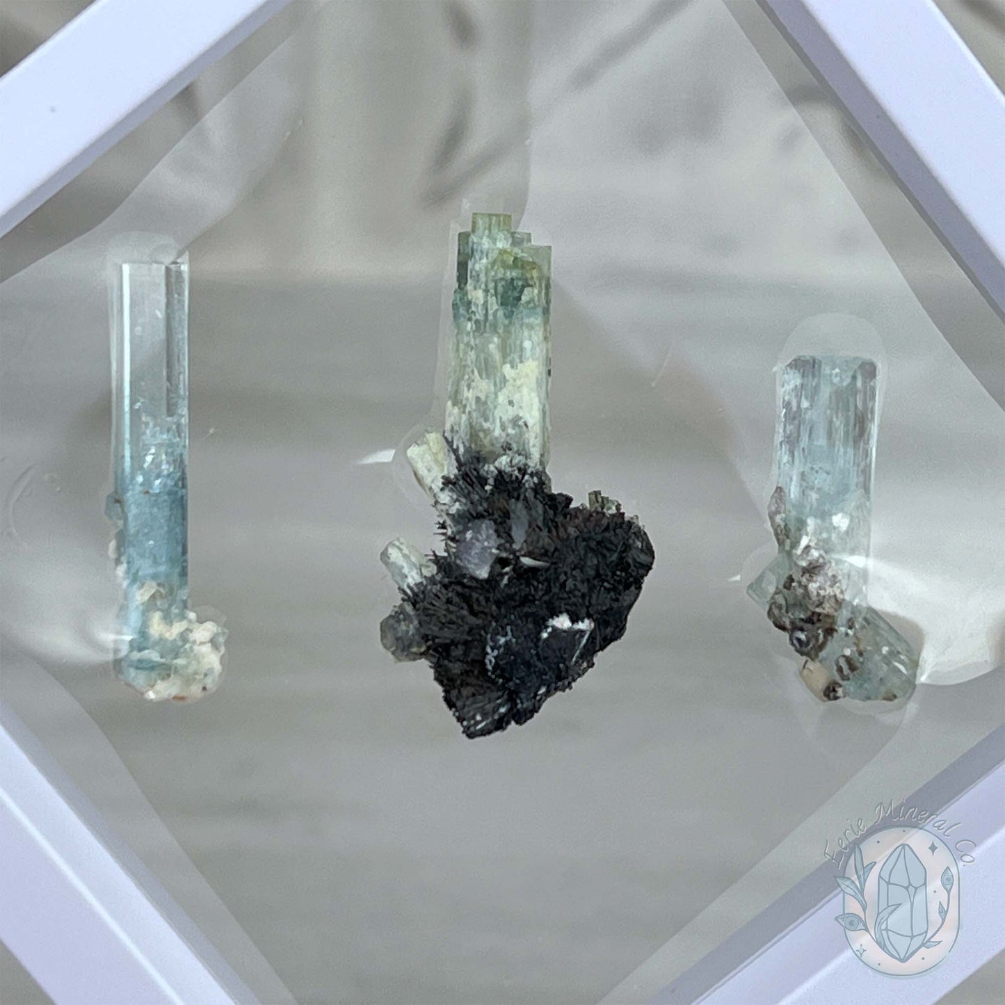Natural Raw Aquamarine with Schorl Specimens