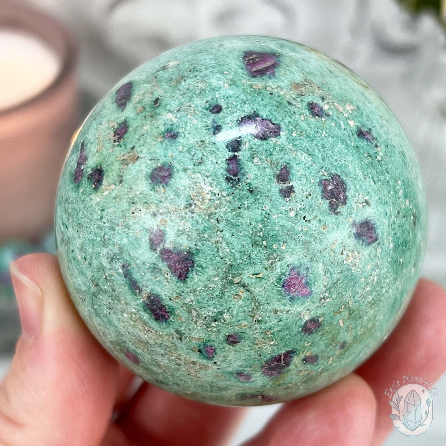60mm UV Reactive Ruby Fuschite Sphere