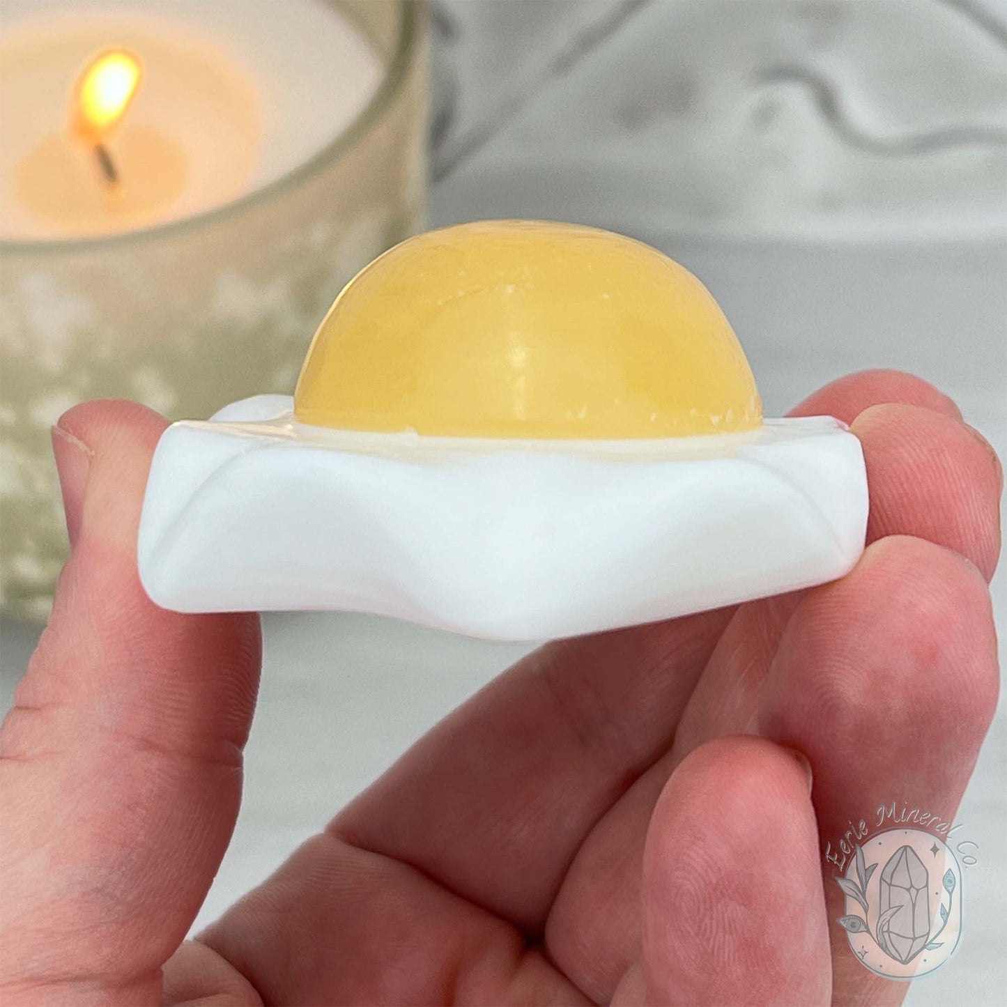 Yellow and White Jade Fried Egg Carving