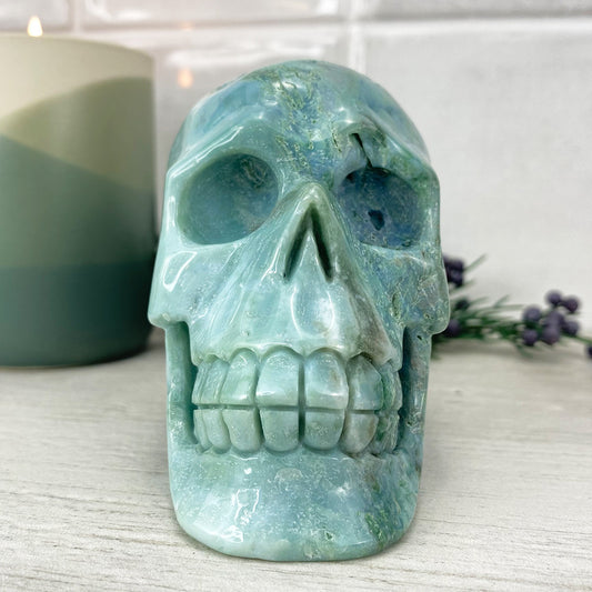 Polished Amazonite Skull Carving