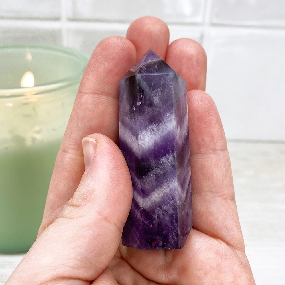 Polished Chevron (Dream) Amethyst Tower