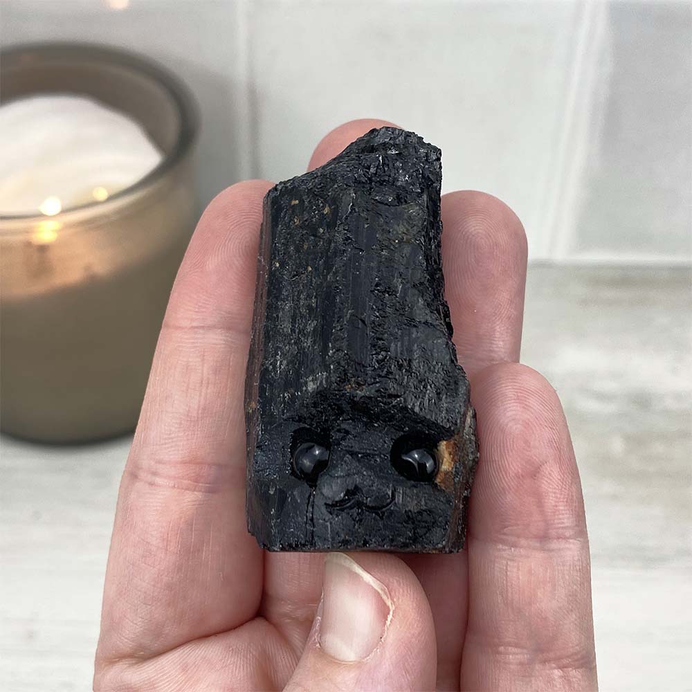Raw Black Tourmaline (Schorl) Hedgehog Carvings
