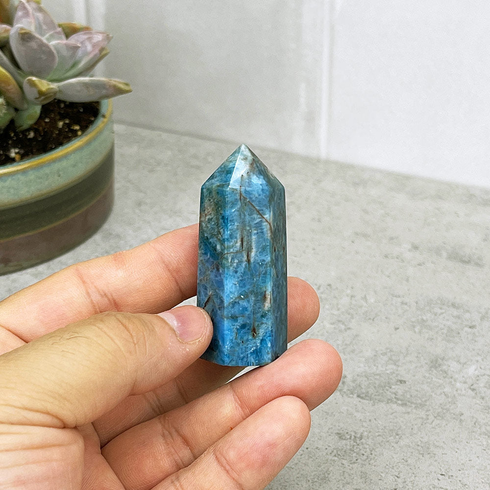 Polished Blue Apatite Tower