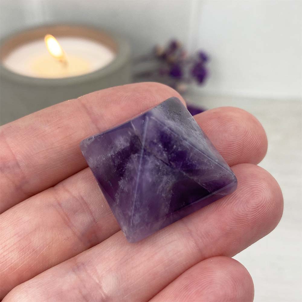 Polished Chevron (Dream) Amethyst Crystal Pyramid Carvings