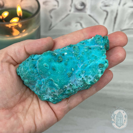 Chrysocolla and Malachite Specimen on Stand