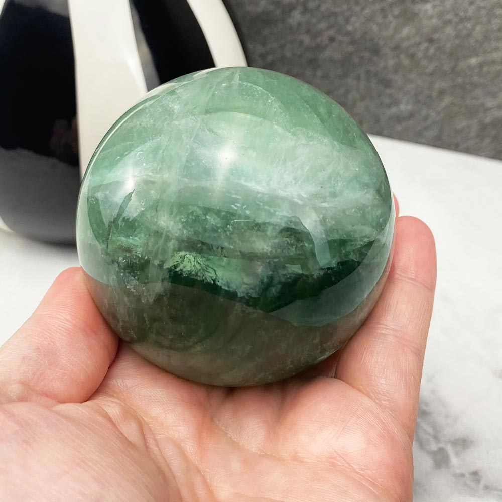 Green Fluorite Crystal Sphere