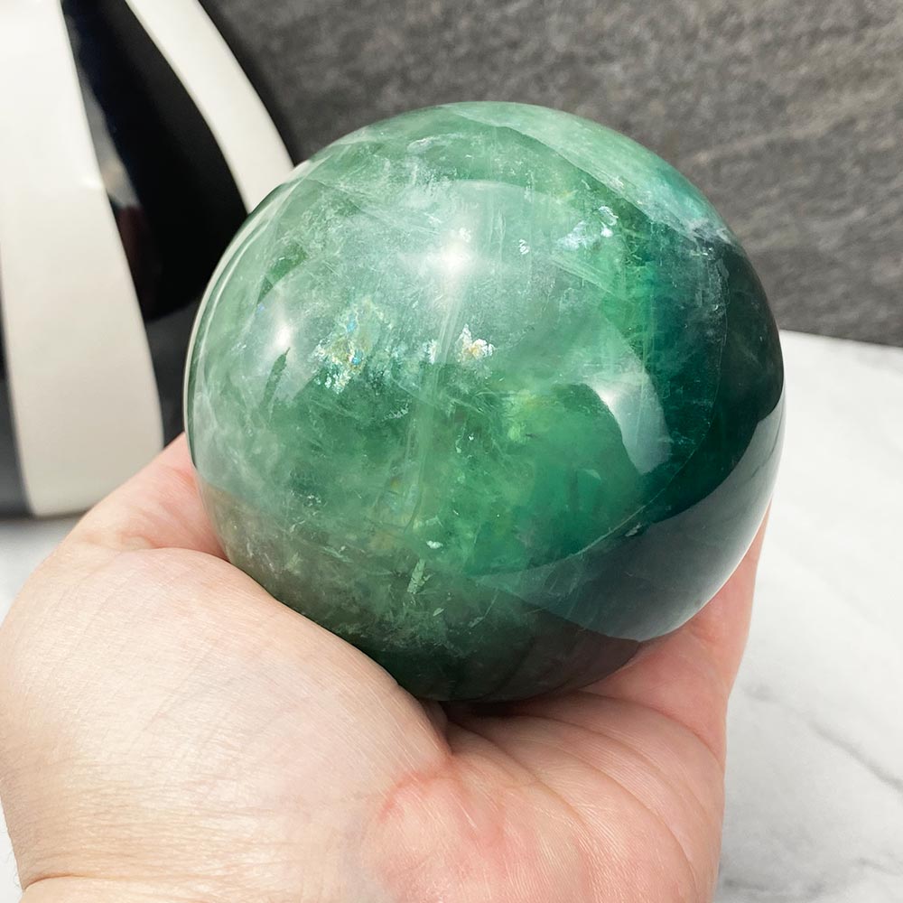 Green Fluorite Crystal Sphere