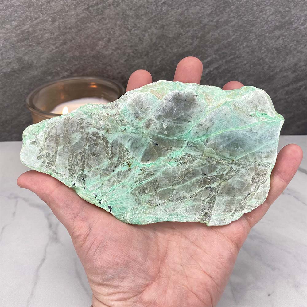 Polished Green Moonstone Slab