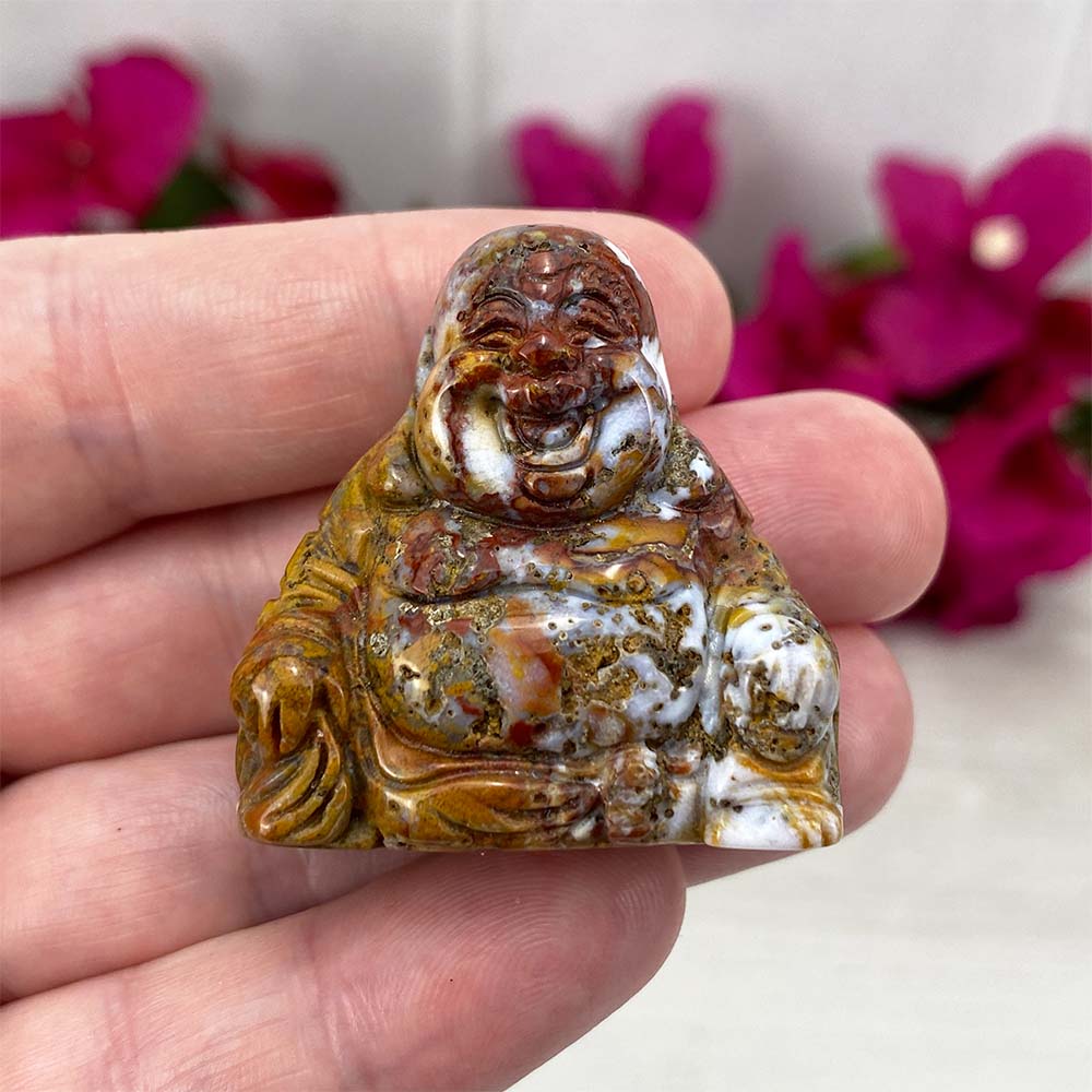 Polished Smiling Buddha Mookaite Carving