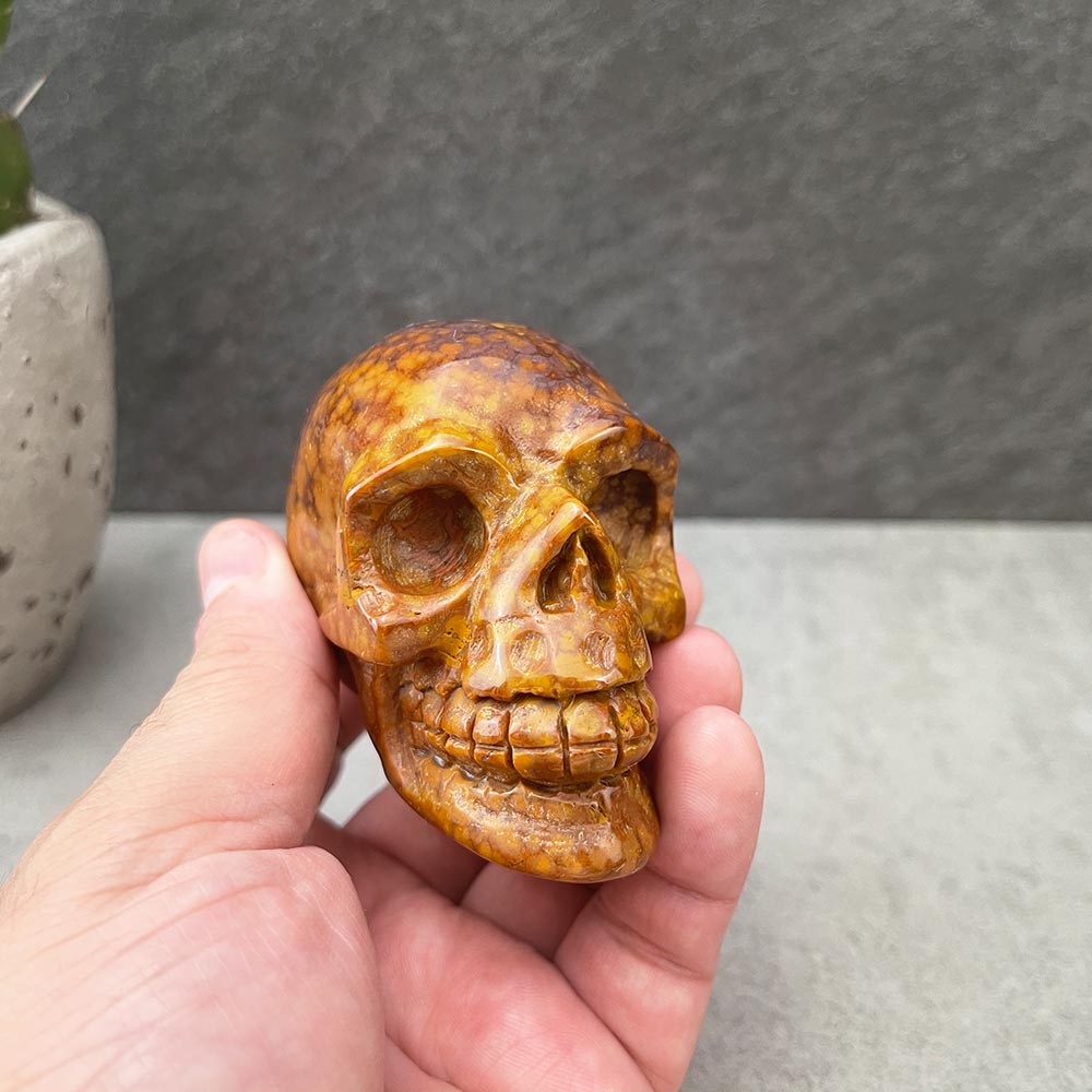 Ocean Jasper Skull Carving