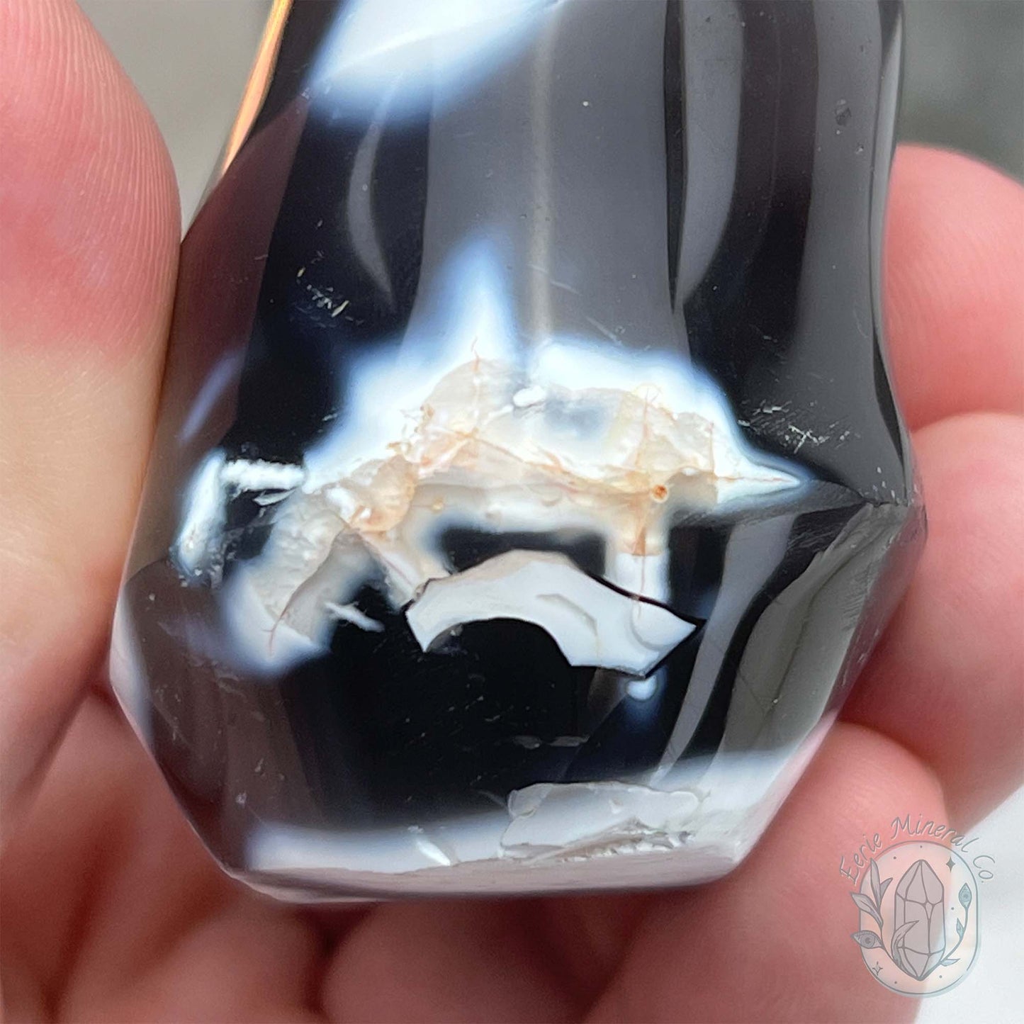 Polished Orca Agate Flame