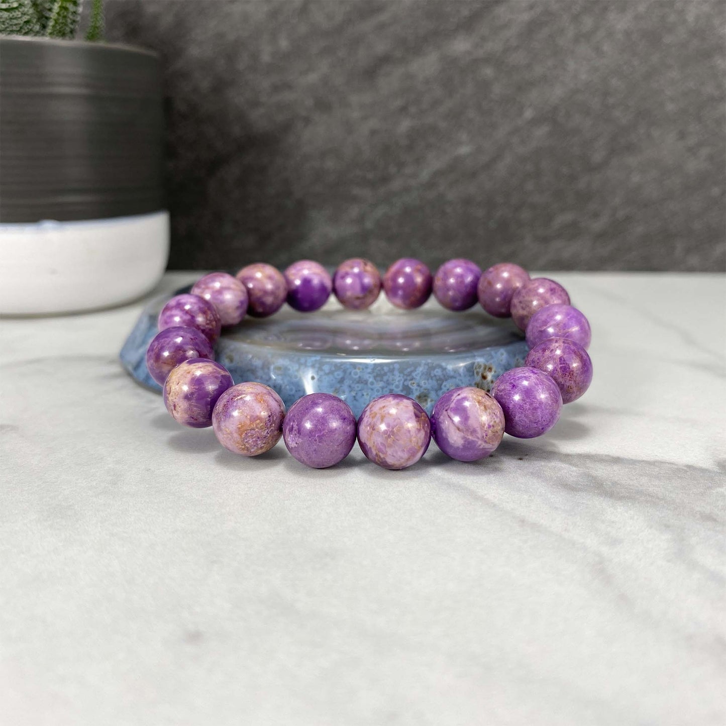 Polished Phosphosiderite Beaded Stretch Bracelet