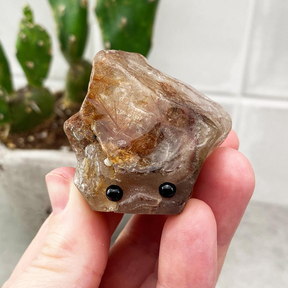 Rutile Quartz Hedgehog Carving