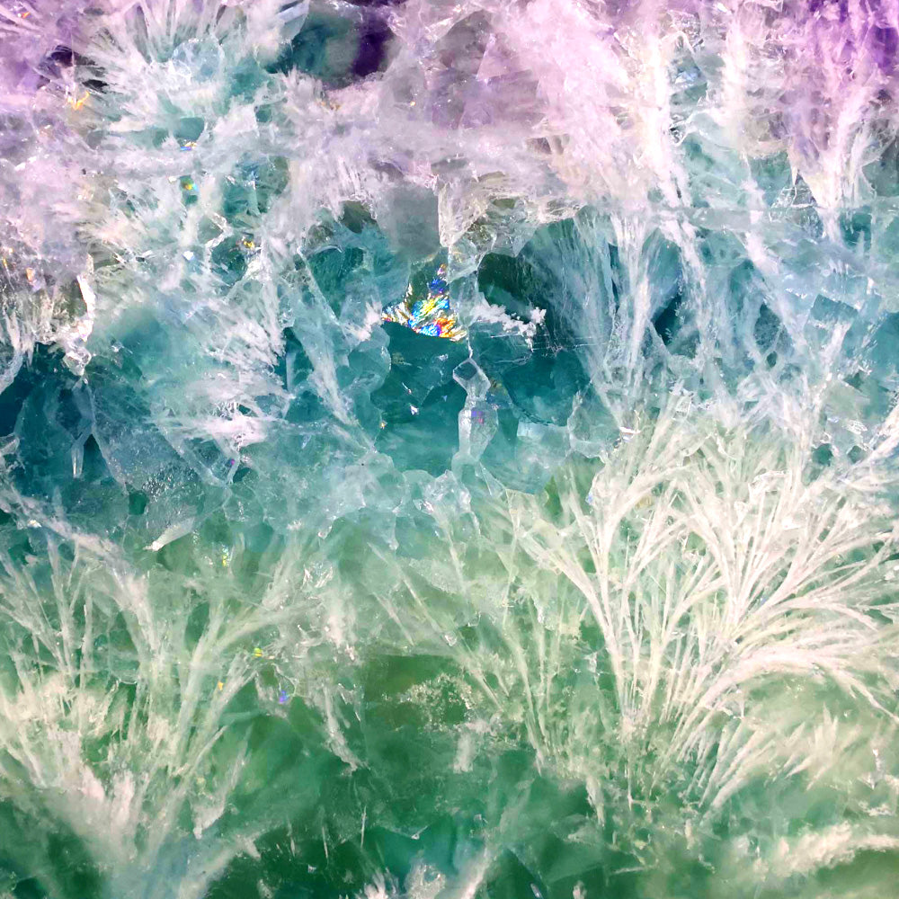 Rainbow Snowflake Feather Fluorite Crystal Material