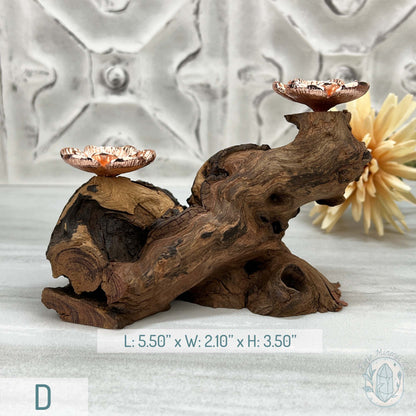 Double Rose Gold Flower Blossom Sphere Holder Driftwood Stands