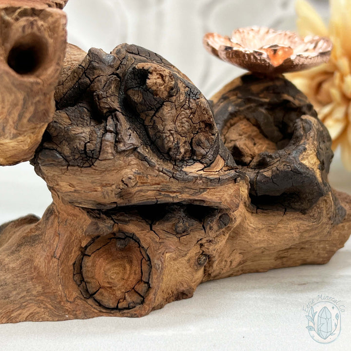 Double Rose Gold Flower Blossom Sphere Holder Driftwood Stands