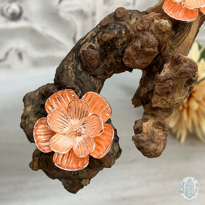 3 Rose Gold Flower Blossom Sphere Holder Driftwood Stands