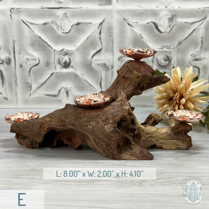 4 Rose Gold Flower Blossom Sphere Holder Driftwood Stand