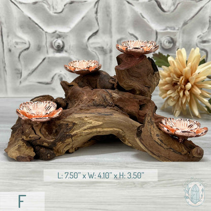 4 Rose Gold Flower Blossom Sphere Holder Driftwood Stand