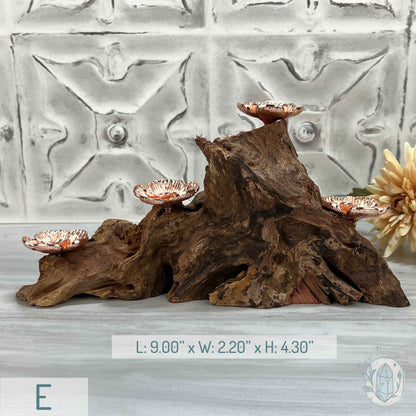 4 Rose Gold Flower Blossom Sphere Holder Driftwood Stand