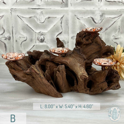 4 Rose Gold Flower Blossom Sphere Holder Driftwood Stand
