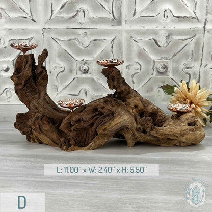 4 Rose Gold Flower Blossom Sphere Holder Driftwood Stand