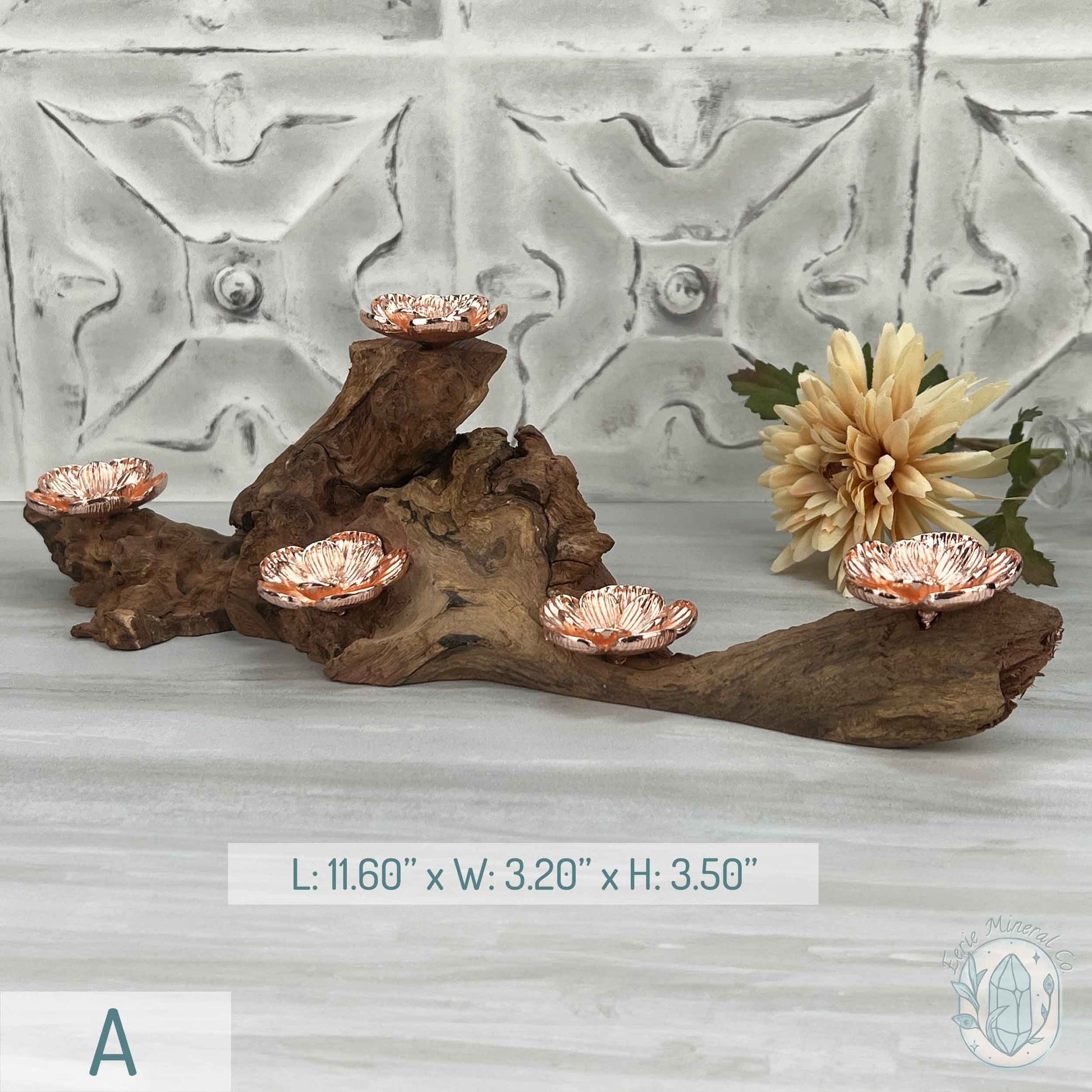 5 Rose Gold Flower Blossom Sphere Holder Driftwood Stands