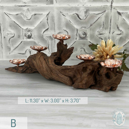 5 Rose Gold Flower Blossom Sphere Holder Driftwood Stands