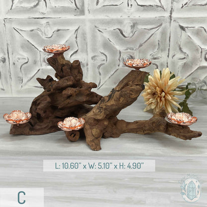5 Rose Gold Flower Blossom Sphere Holder Driftwood Stands