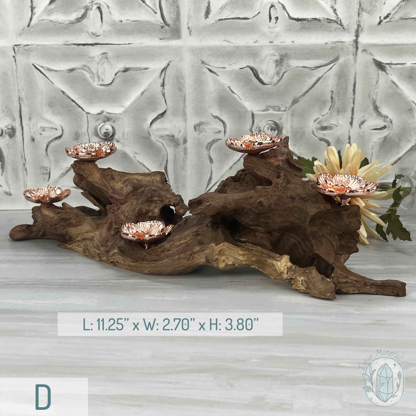 5 Rose Gold Flower Blossom Sphere Holder Driftwood Stands