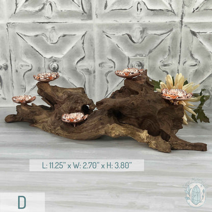 5 Rose Gold Flower Blossom Sphere Holder Driftwood Stands