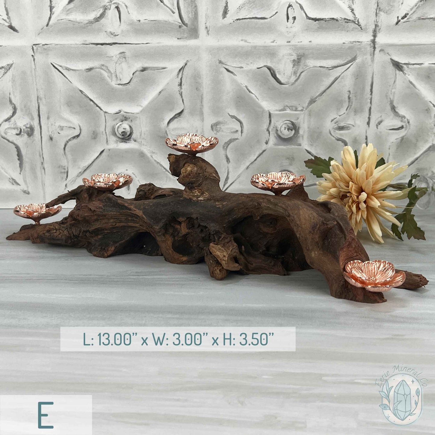 5 Rose Gold Flower Blossom Sphere Holder Driftwood Stands