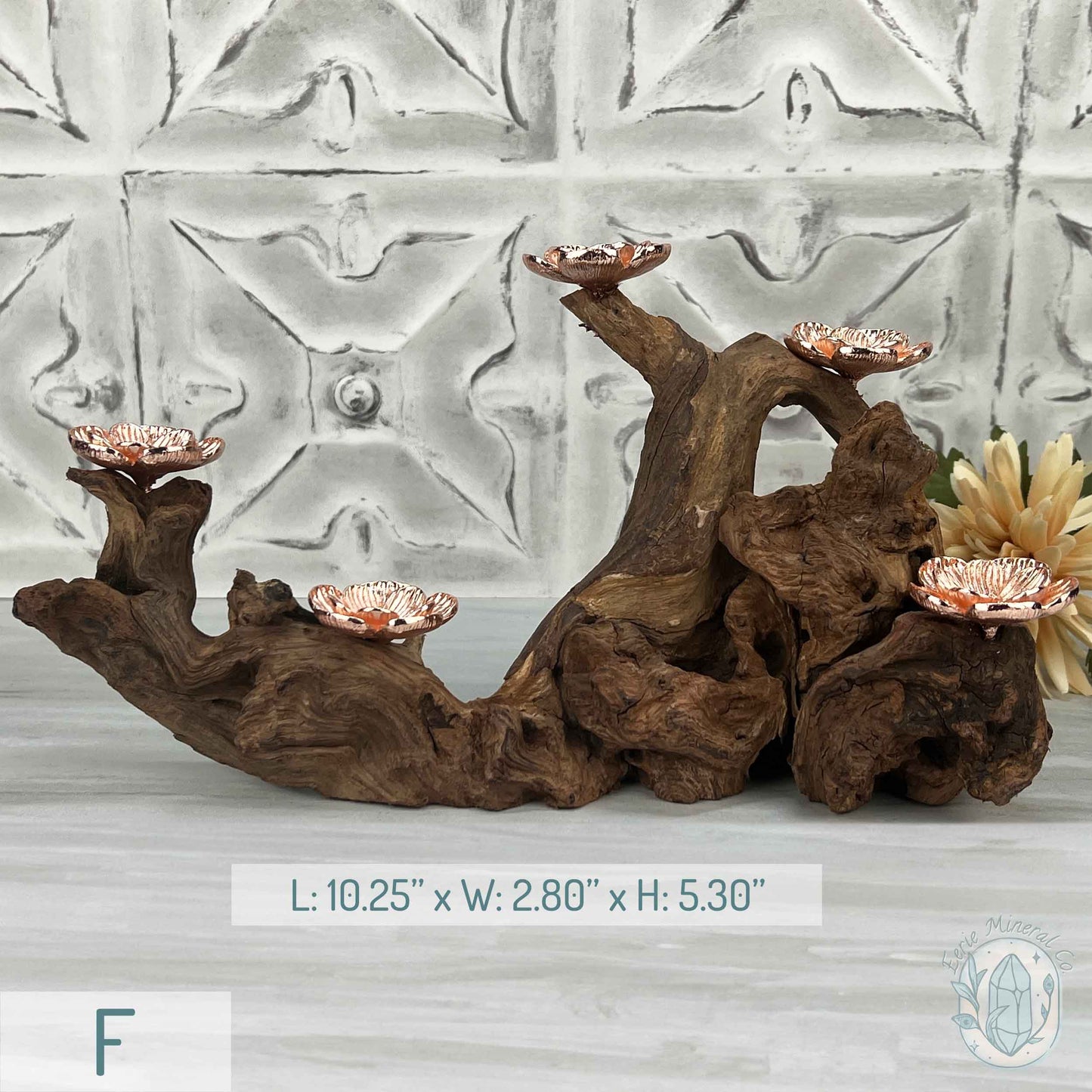 5 Rose Gold Flower Blossom Sphere Holder Driftwood Stands