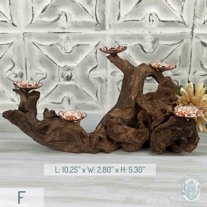 5 Rose Gold Flower Blossom Sphere Holder Driftwood Stands