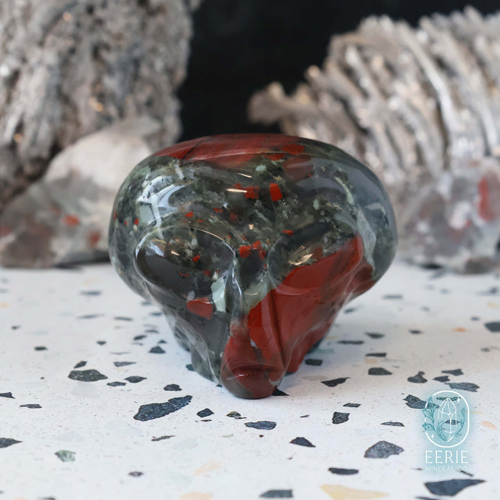 Hand Carved African Bloodstone Alien Head