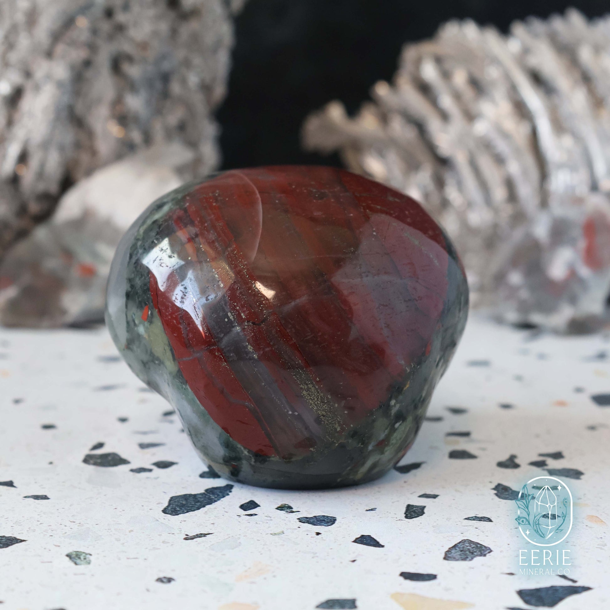 Hand Carved African Bloodstone Alien Head