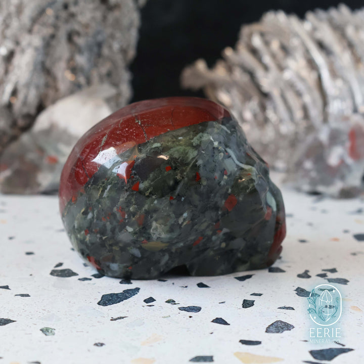 Hand Carved African Bloodstone Alien Head