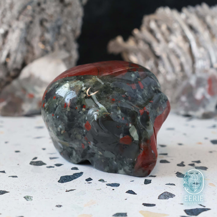 Hand Carved African Bloodstone Alien Head