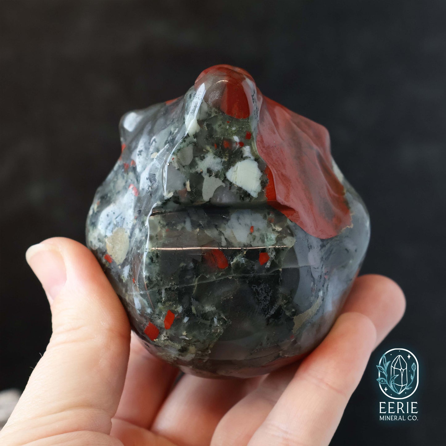 Hand Carved African Bloodstone Alien Head