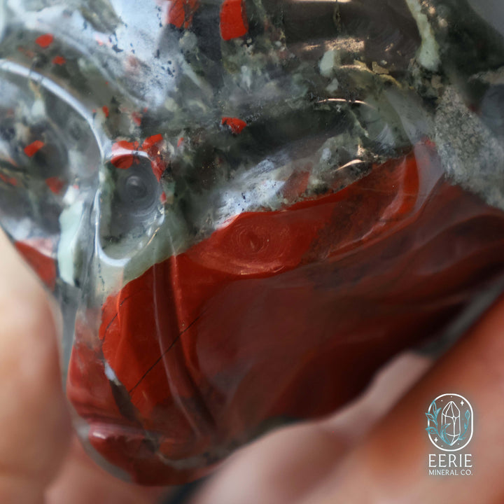 Hand Carved African Bloodstone Alien Head