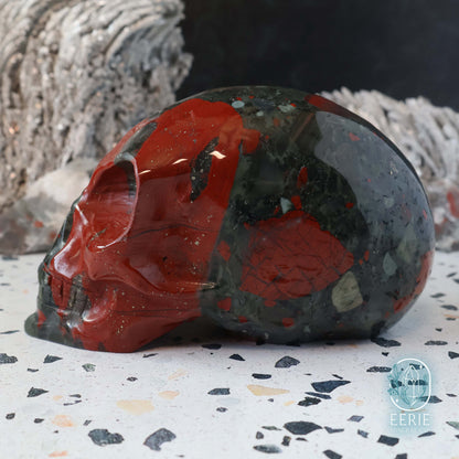 High Quality Hand Carved African Bloodstone Alien Skull