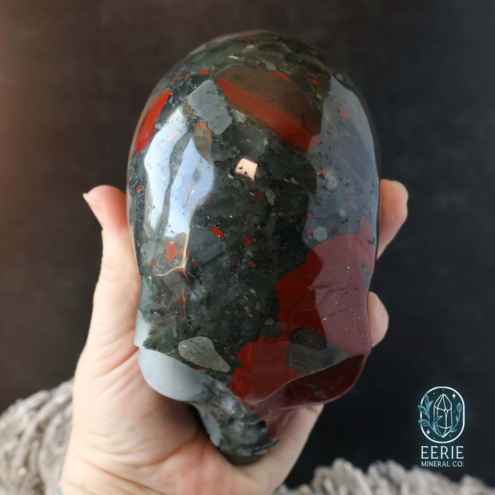 High Quality Hand Carved African Bloodstone Alien Skull