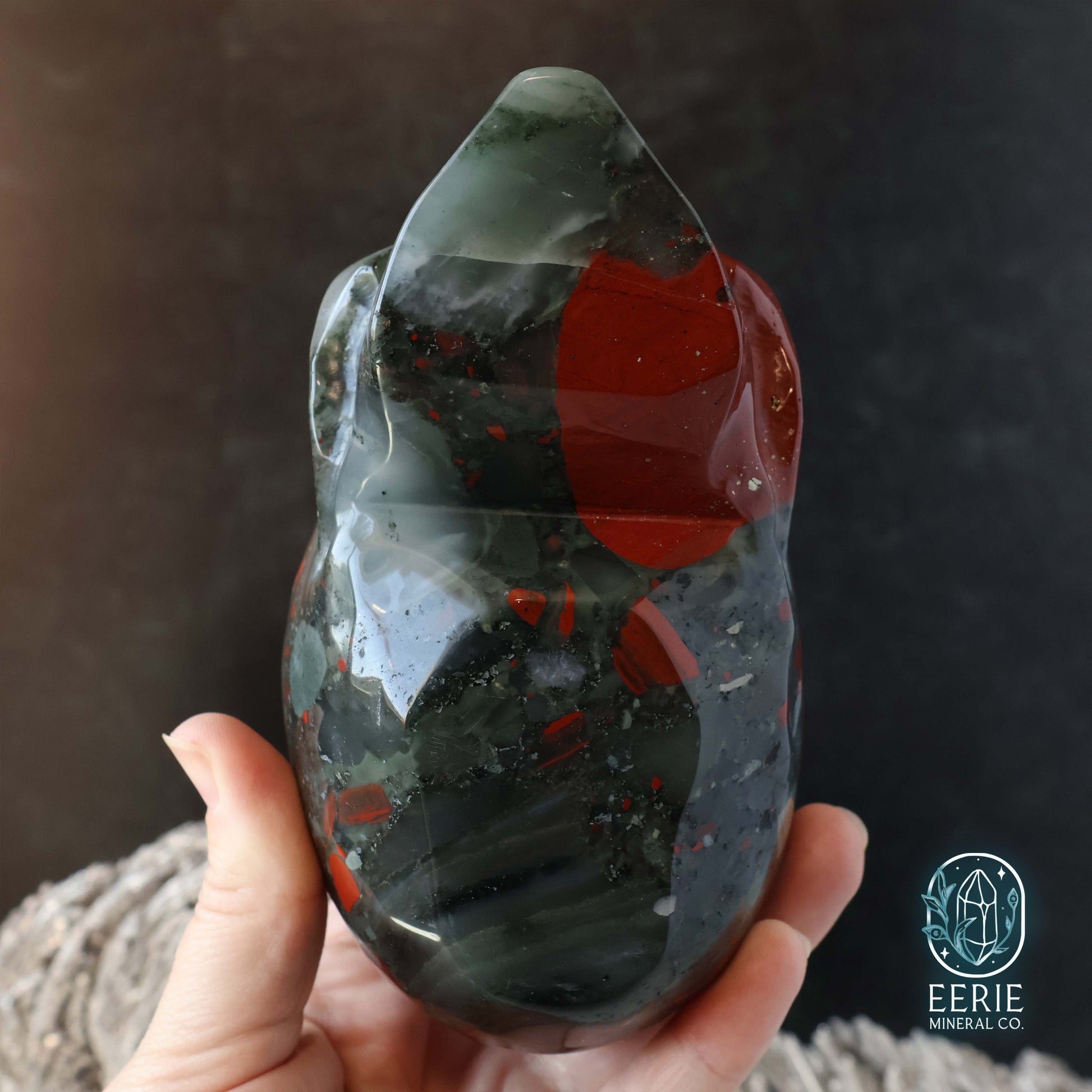 High Quality Hand Carved African Bloodstone Alien Skull