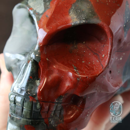 High Quality Hand Carved African Bloodstone Alien Skull