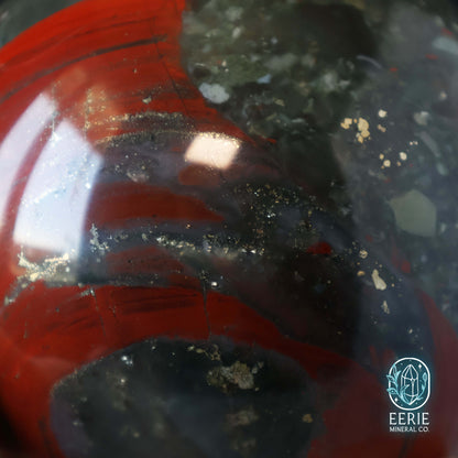 Polished African Bloodstone Sphere With Pyrite