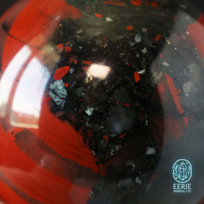 Polished African Bloodstone Sphere With Pyrite