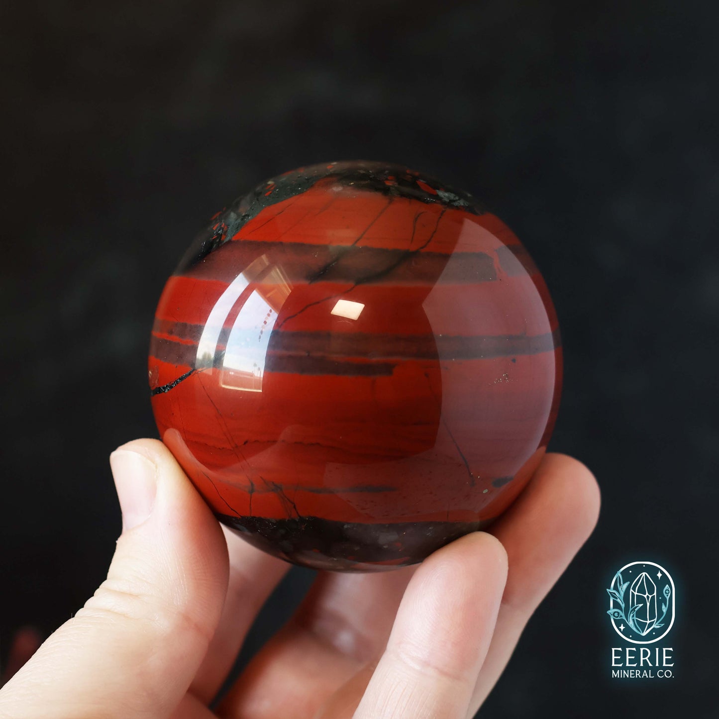 Polished African Bloodstone Sphere With Pyrite