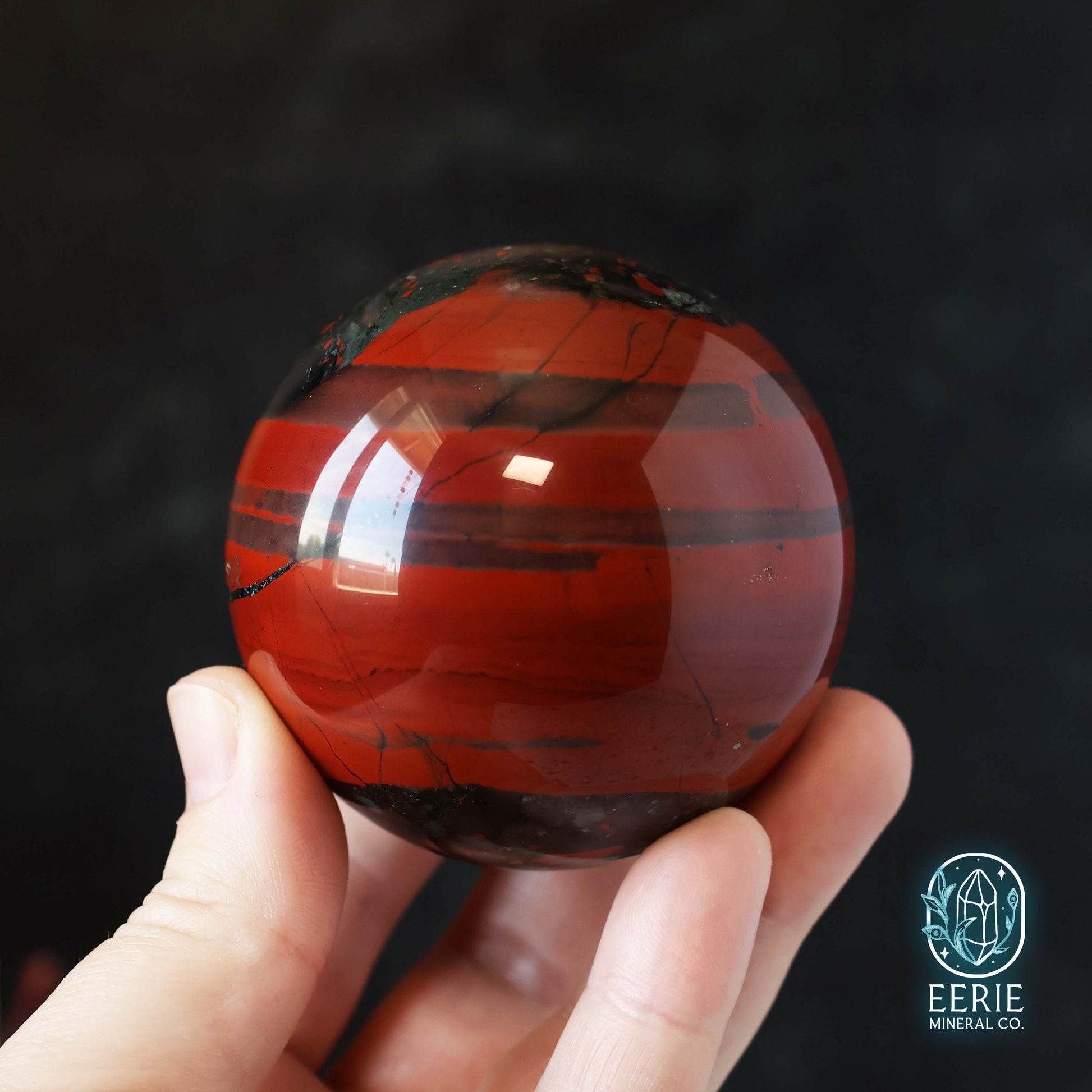 Polished African Bloodstone Sphere With Pyrite