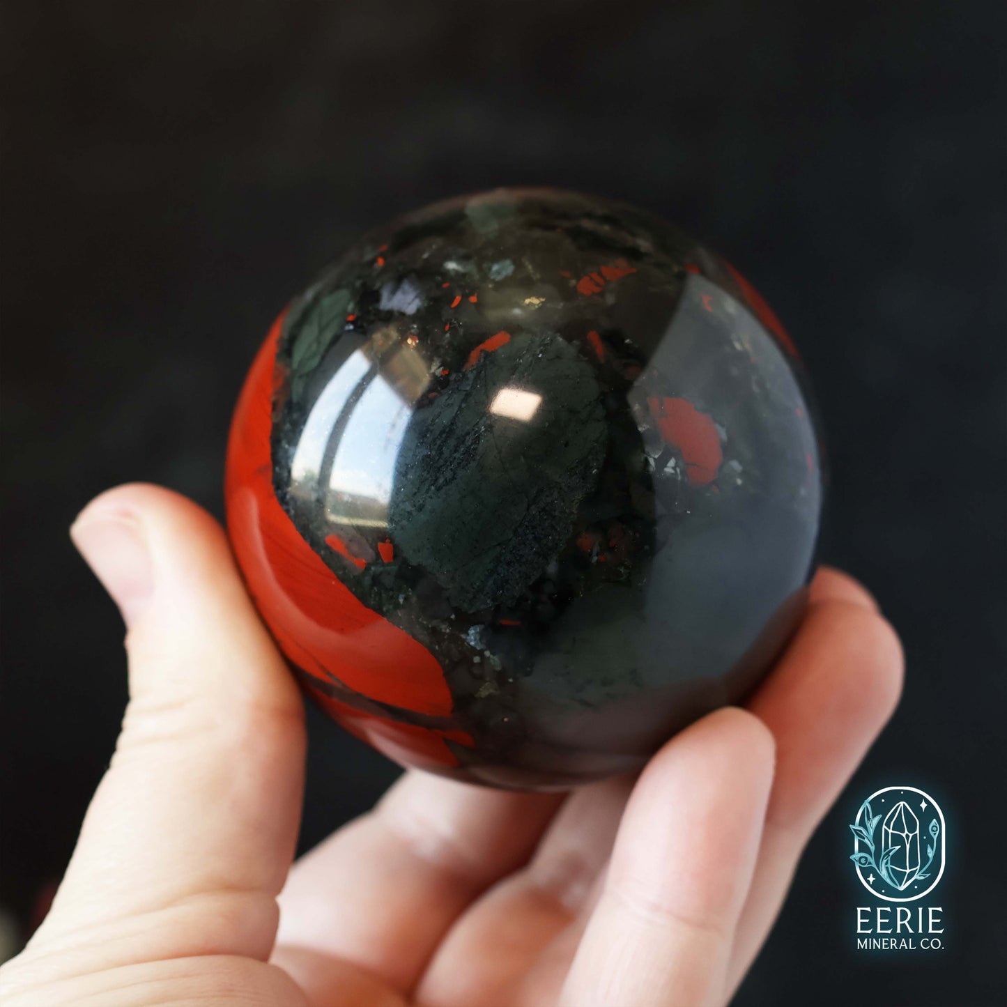 Polished African Bloodstone Sphere With Pyrite