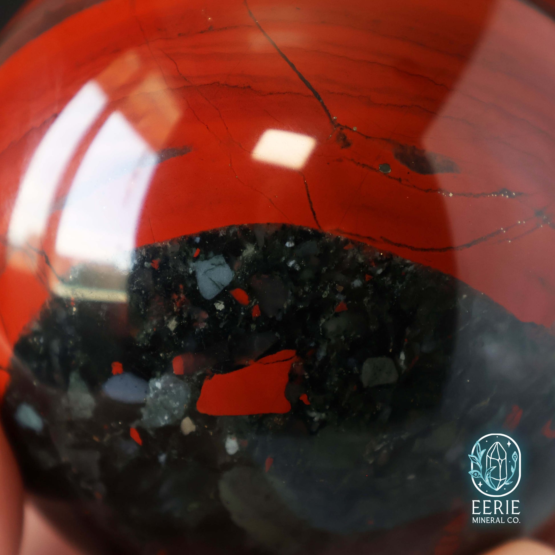 Polished African Bloodstone Sphere With Pyrite
